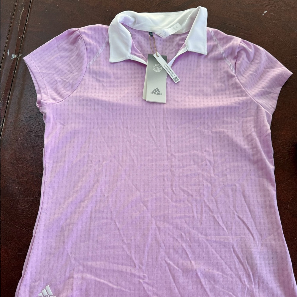 Adidas Light Pink Polo with White Collar